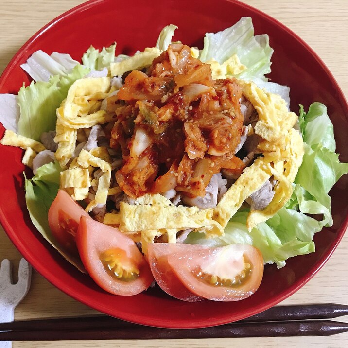 食べ応え満点豚キムチそうめん⋆*✩⑅◡̈⃝*